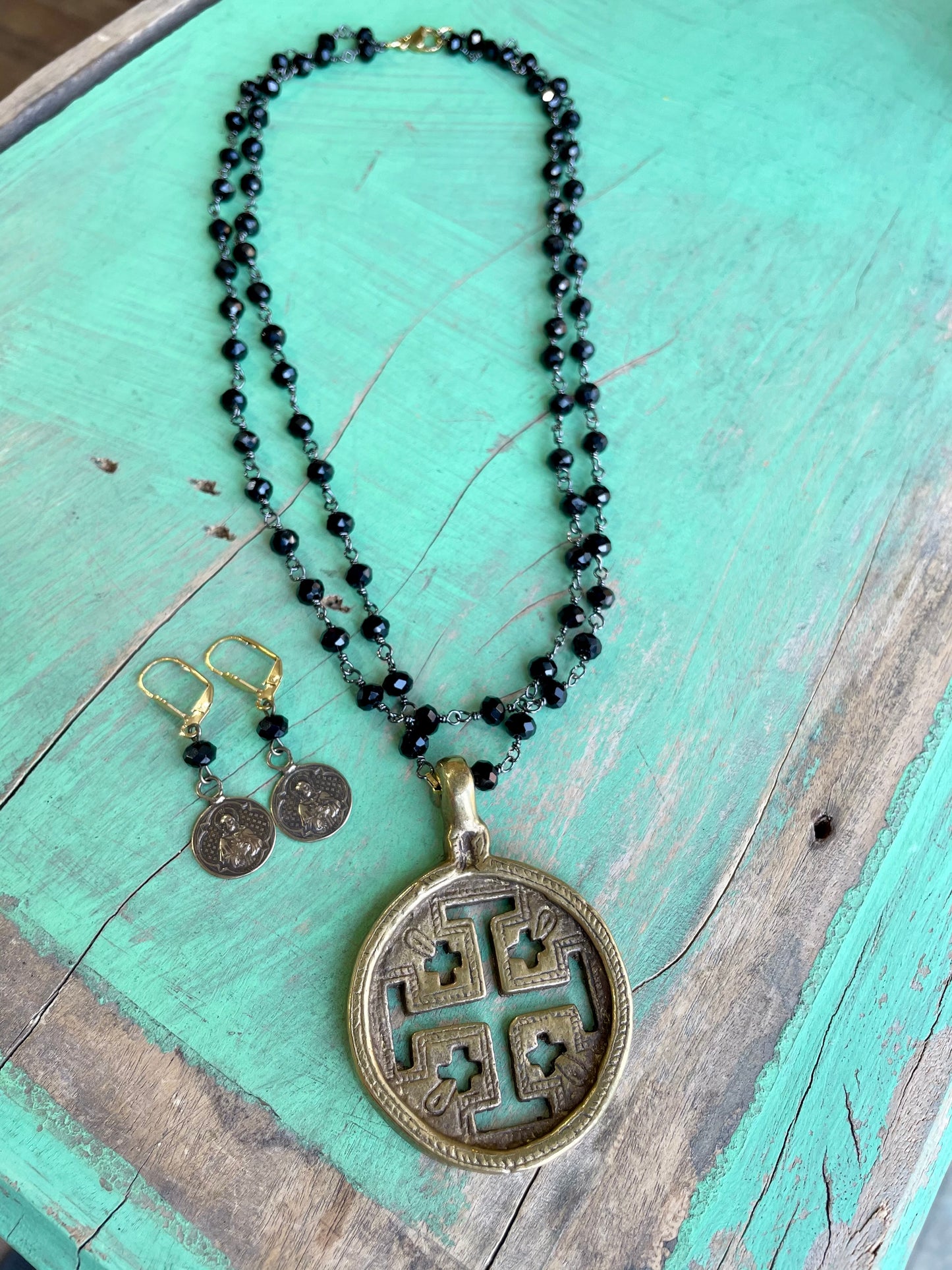 Brass Jerusalem Cross Necklace