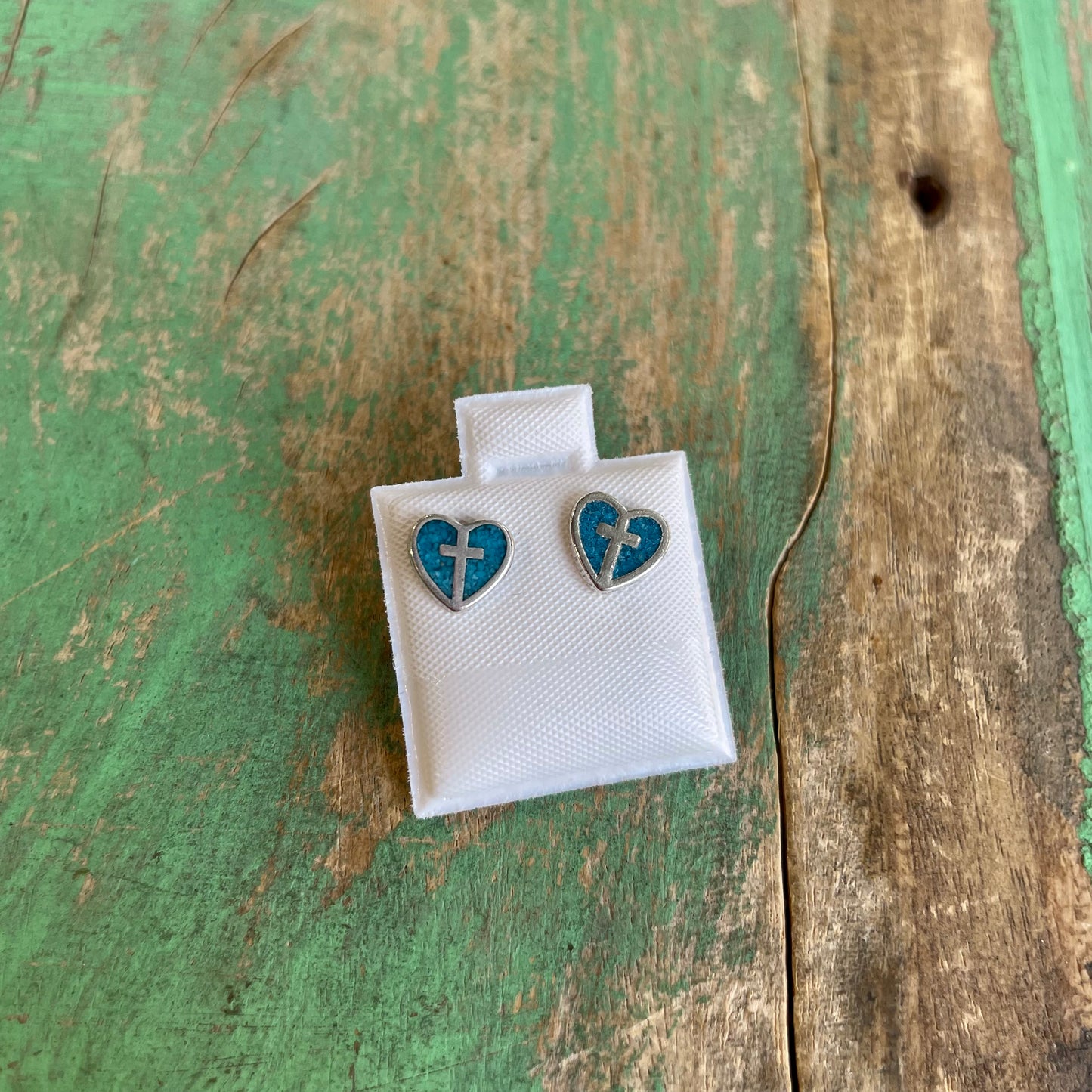 Turquoise Cross My Heart Earrings