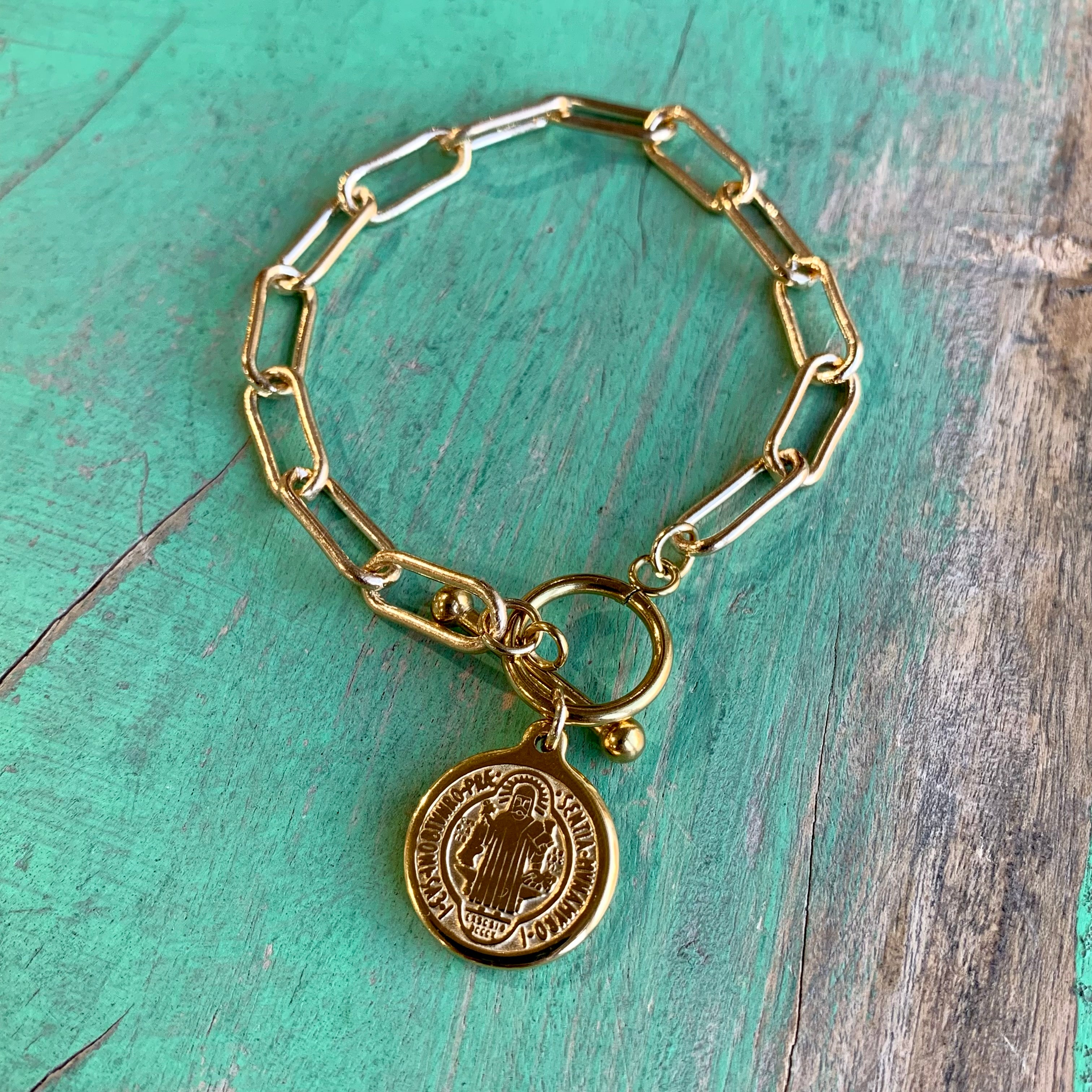Big Paperclip St Benedict Necklace and Bracelet