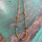 Sterling Silver Multi Color Rosary Inspired Necklace