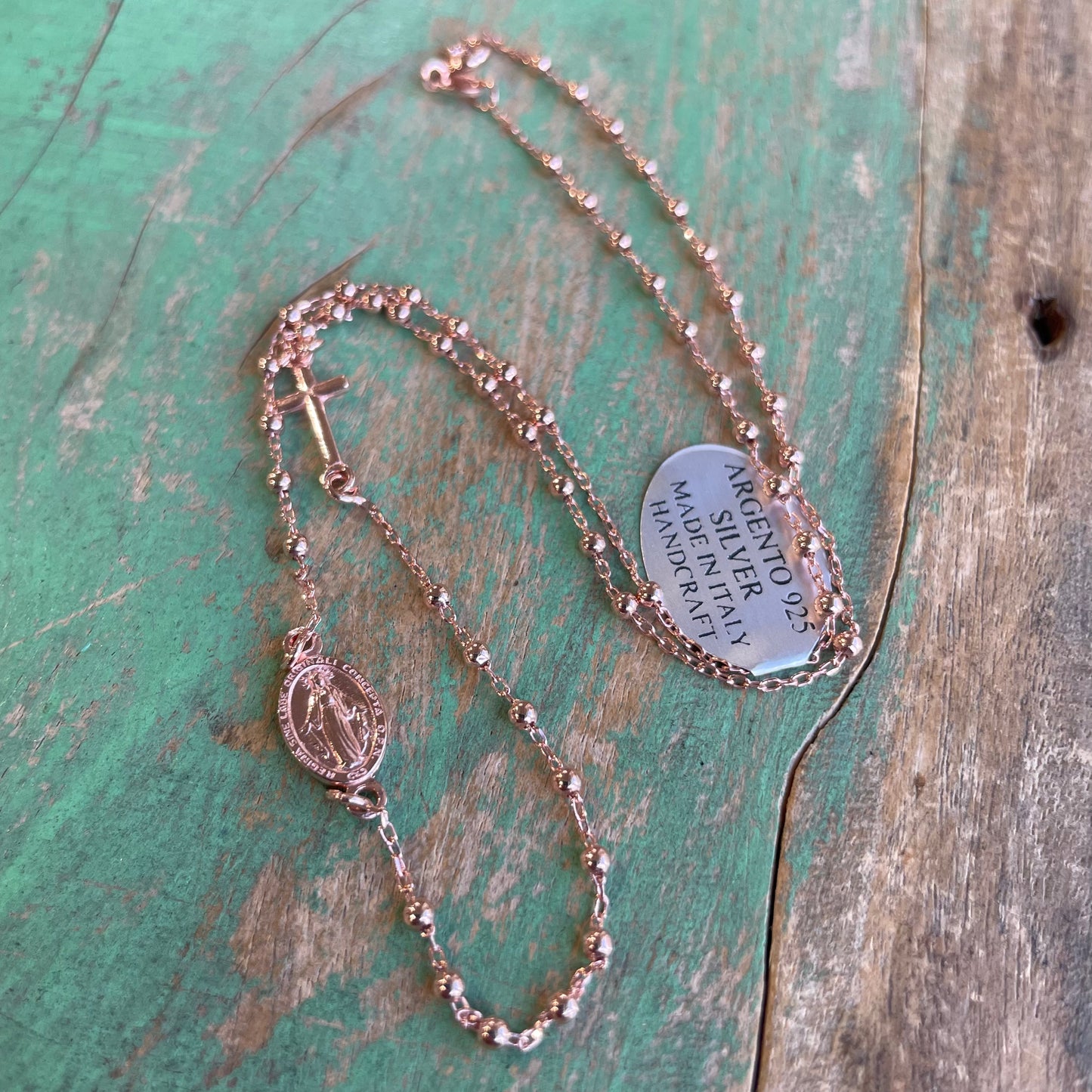 Sterling Silver 18” Rosary Inspired Necklace