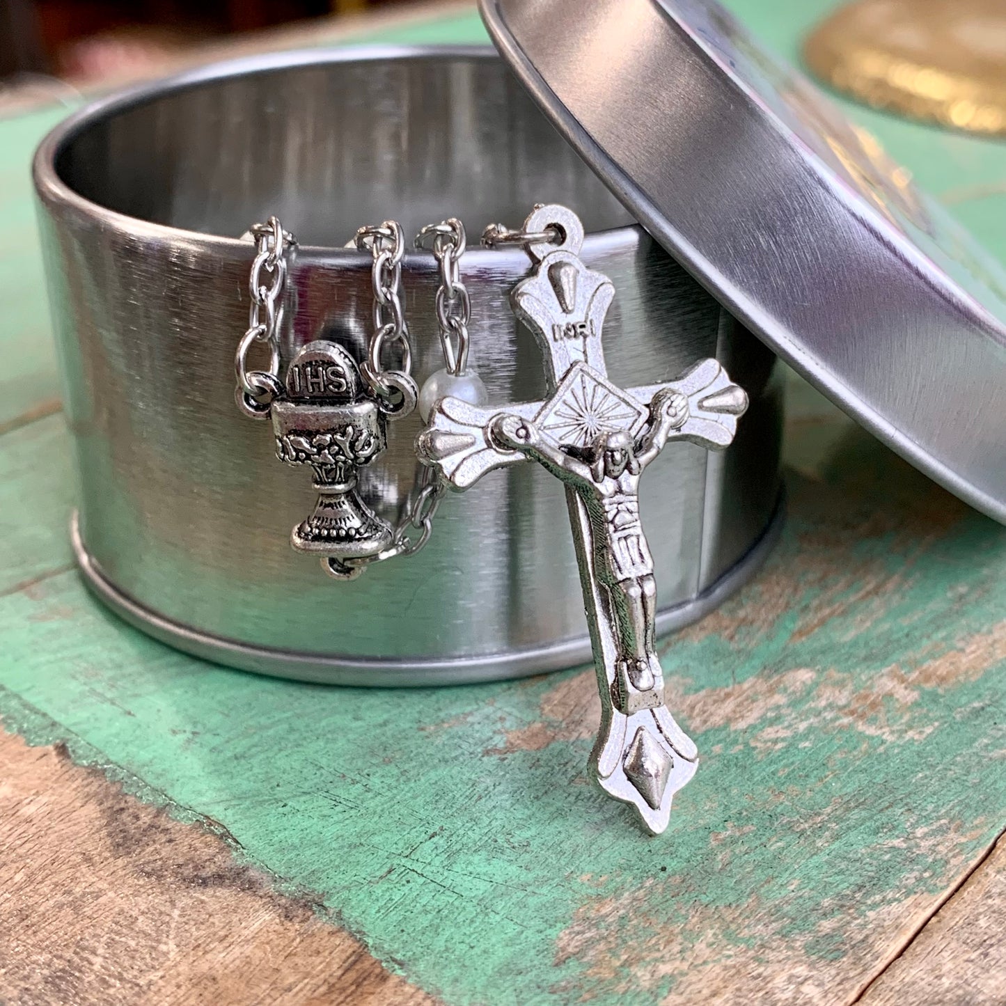 Holy Communion Rosary and Tin