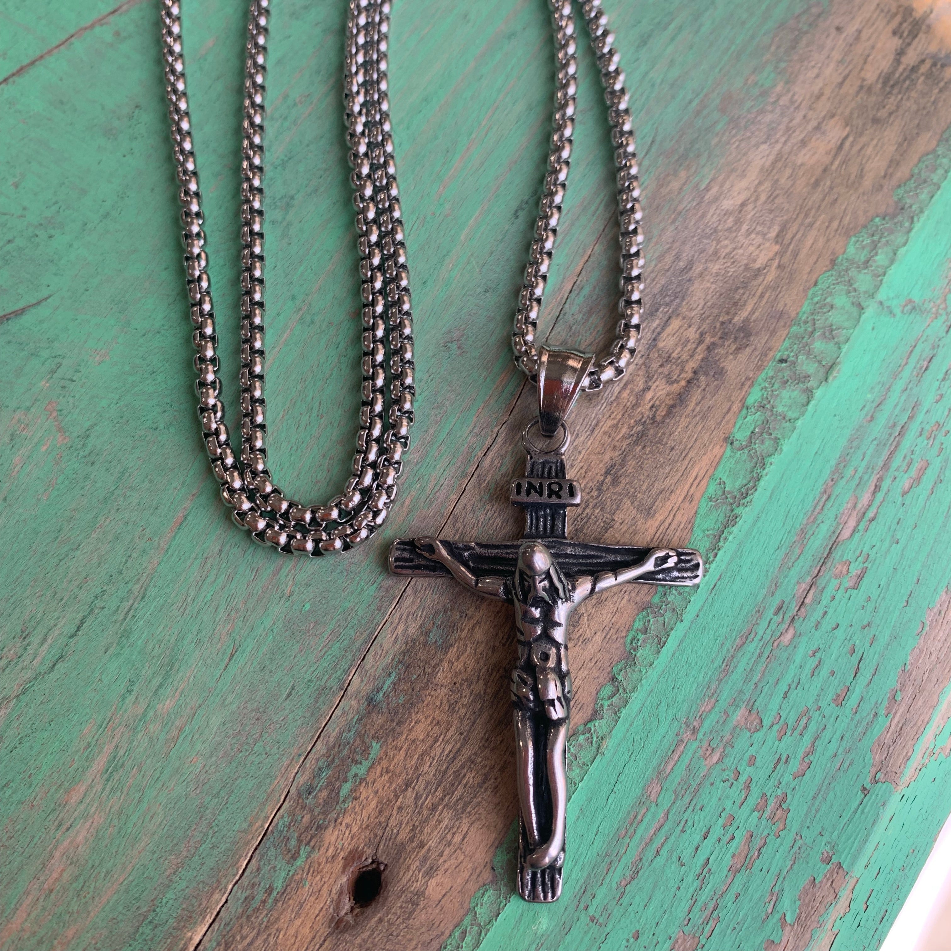 Gold or Silver Stainless Steel Crucifix Necklace