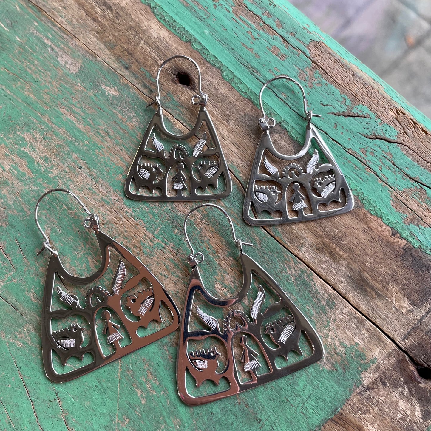 Purse Shaped Tree of Life Earrings
