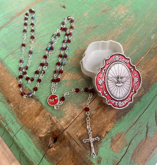 Red Confirmation Rosary Box
