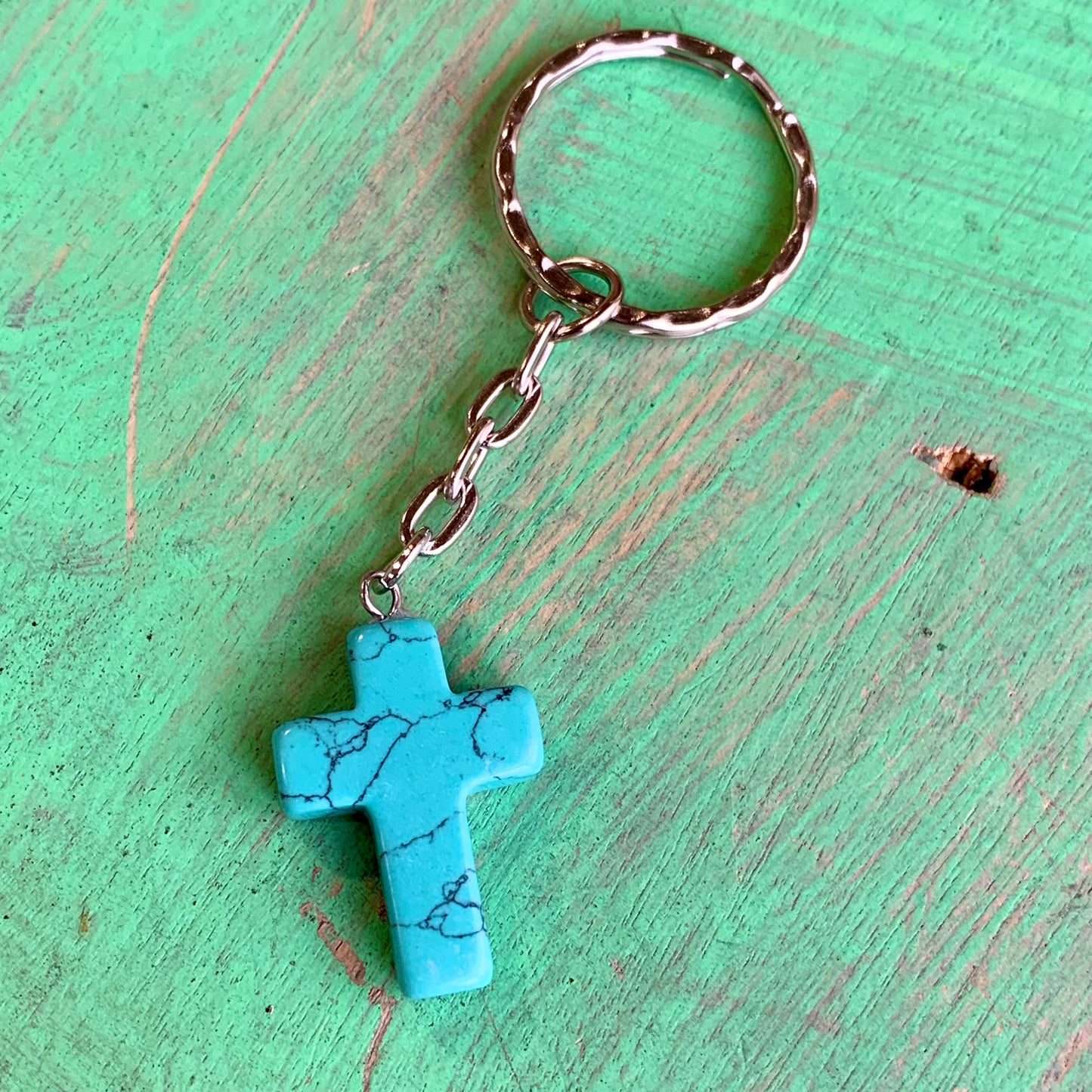 Glass Cross Keychain