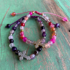 Cubic Zirconia Sideways Cross Adjustable Bracelet