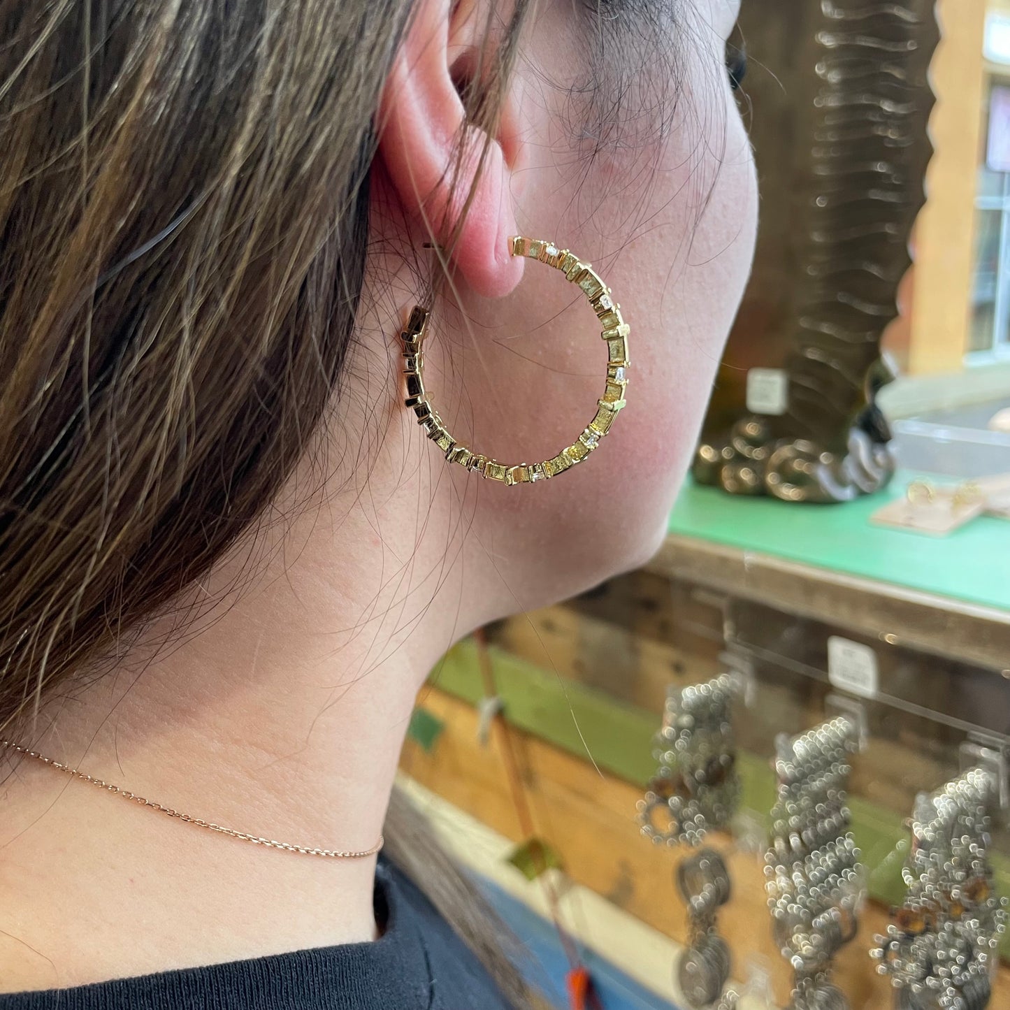 Big Hoop Cross CZ Gold Plated Earrings