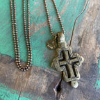Long Electroplated Brass Chain with Ethiopian Cross