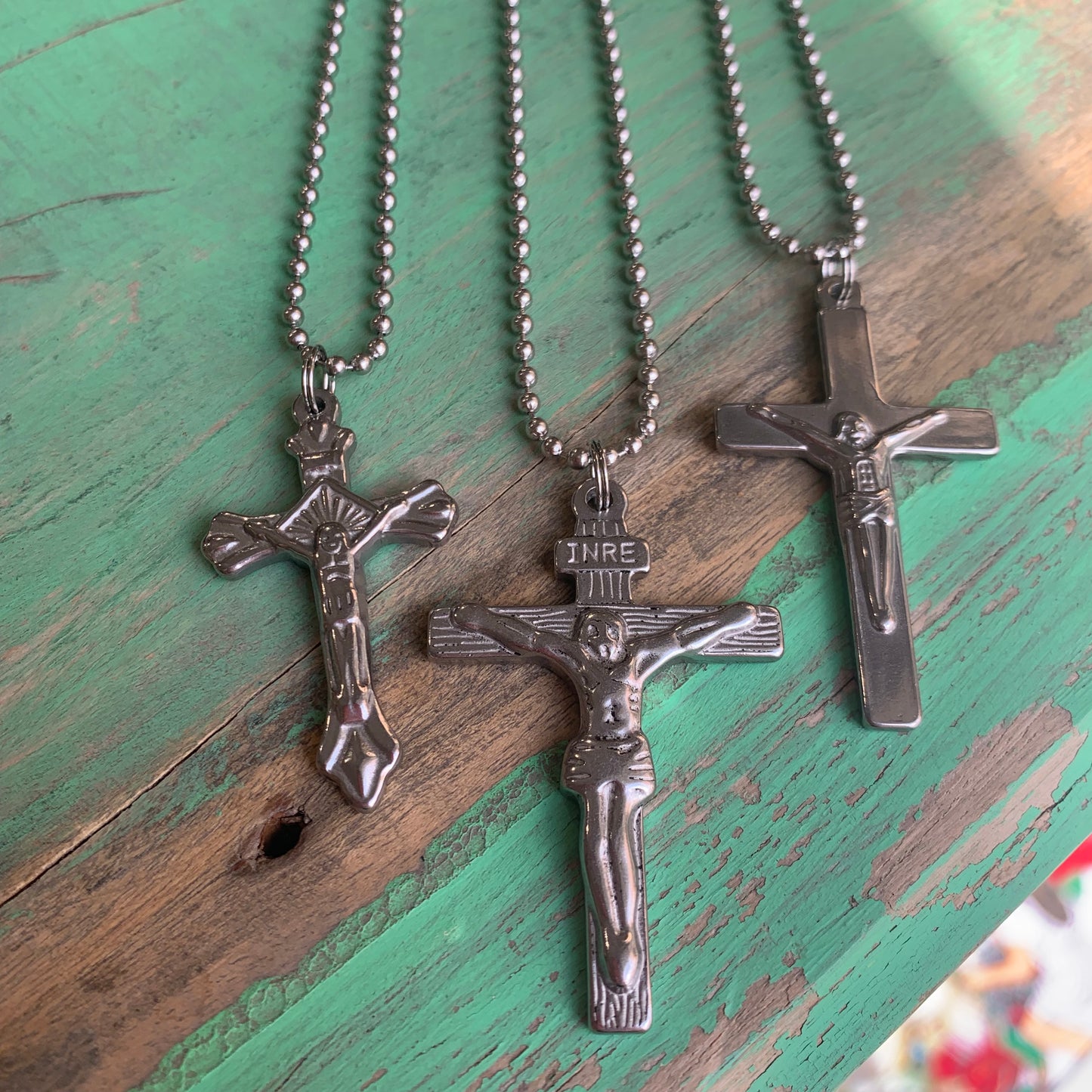 Stainless Steel Ball Chain with Crucifix