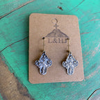 Two Toned 4 Way Cross Bracelet and Earrings