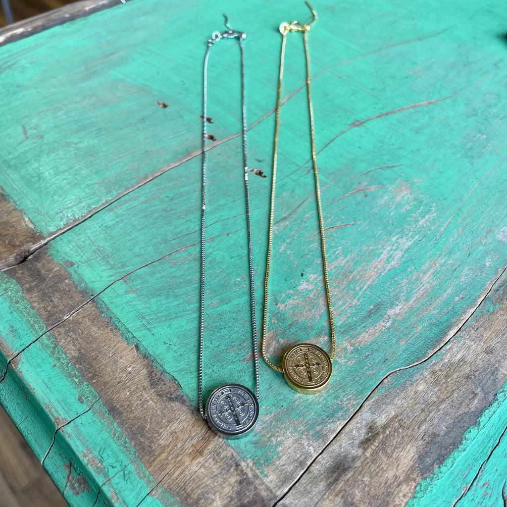 Adjustable St Benedict Slider Necklace