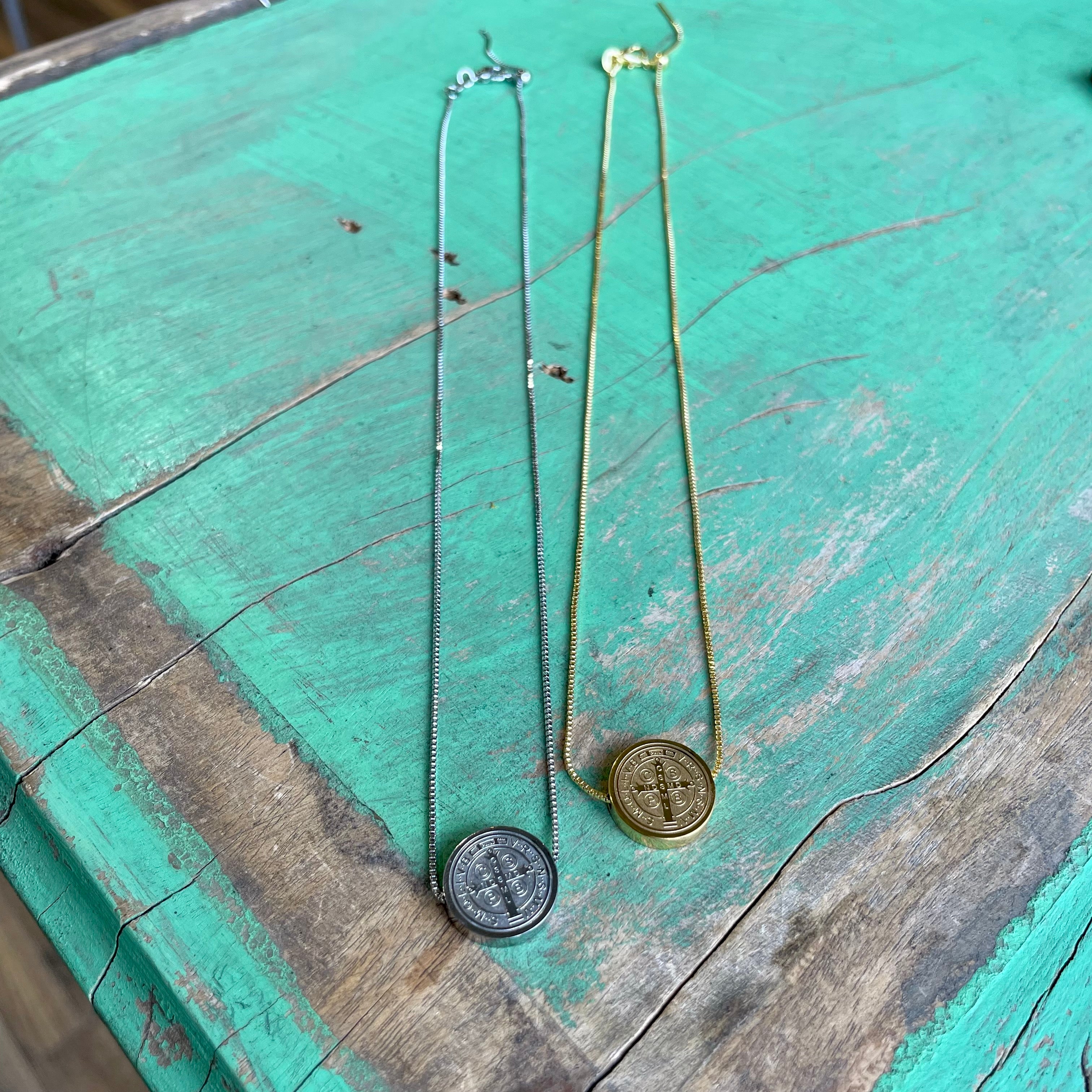 Adjustable St Benedict Slider Necklace