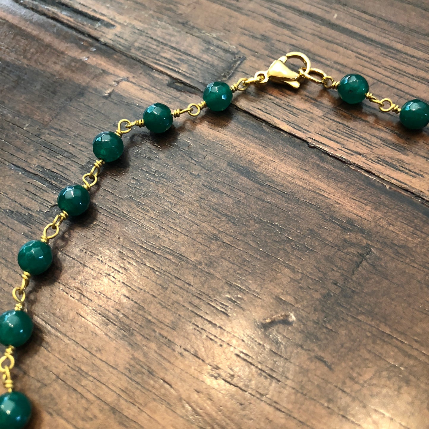 Green Agate St Benedict Key to Heaven Necklace