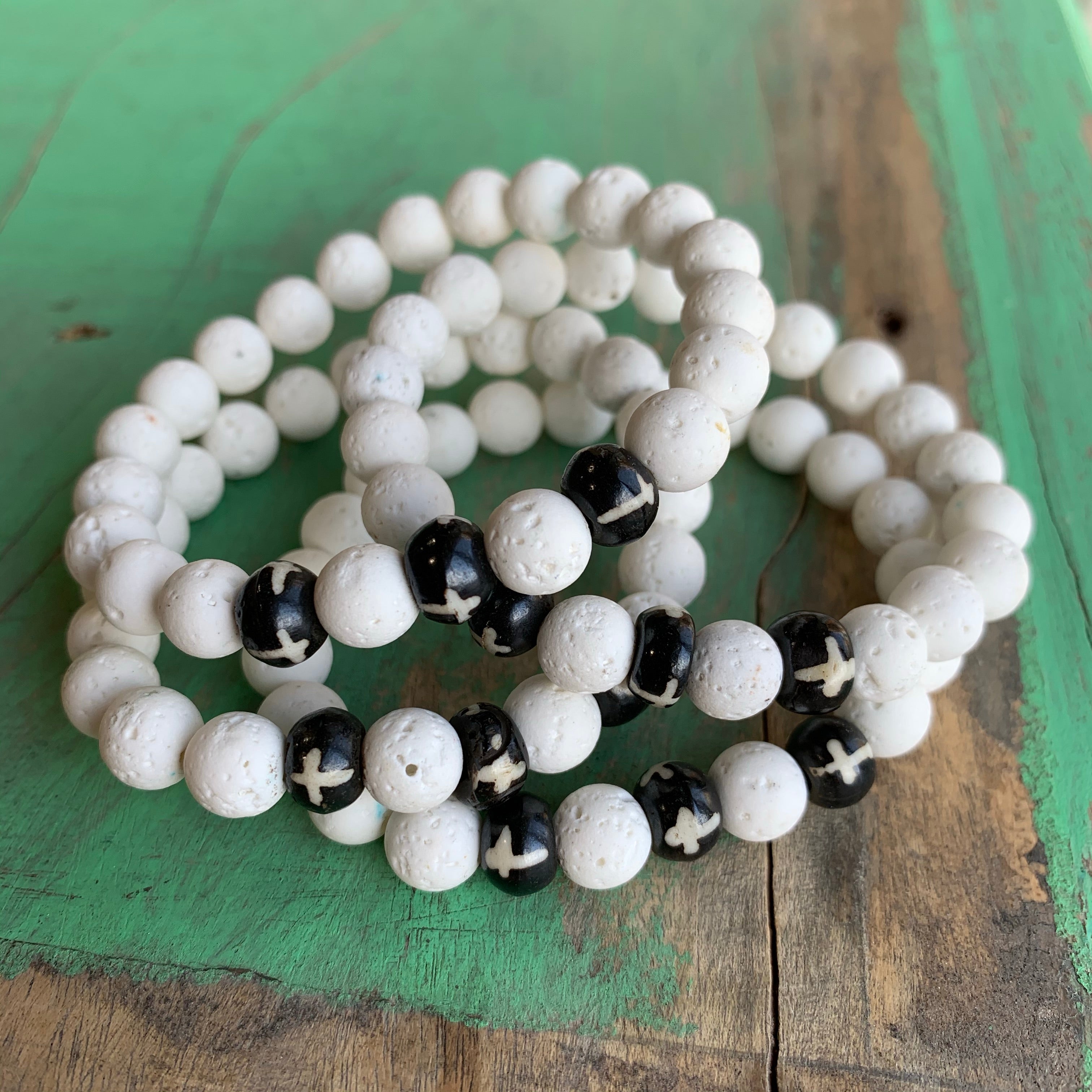Trinity Lava Bead Bracelet