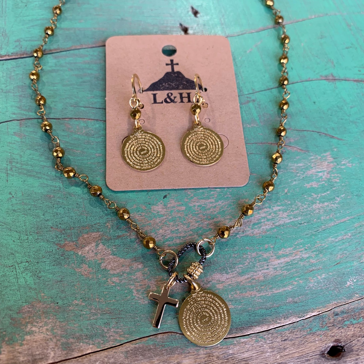 Our Father Prayer Necklace and Earrings