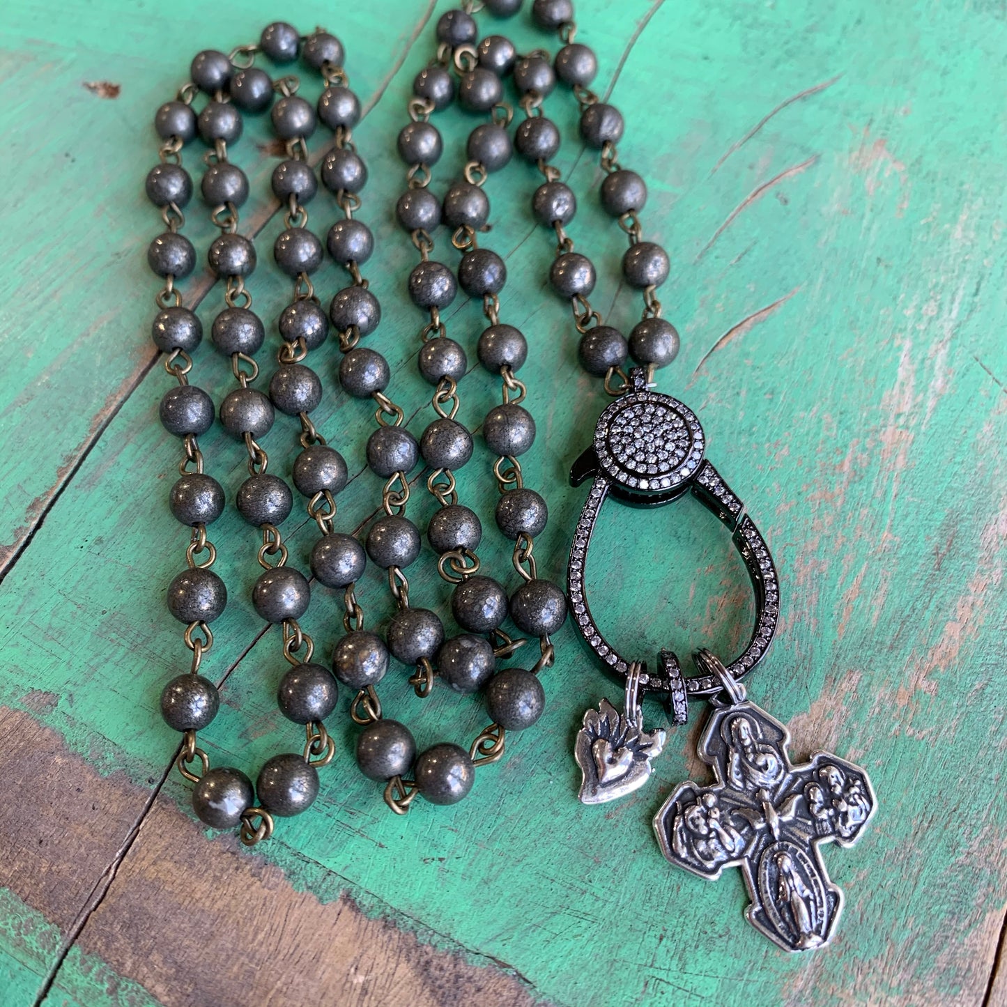 Pyrite Clasp Necklace and Earrings