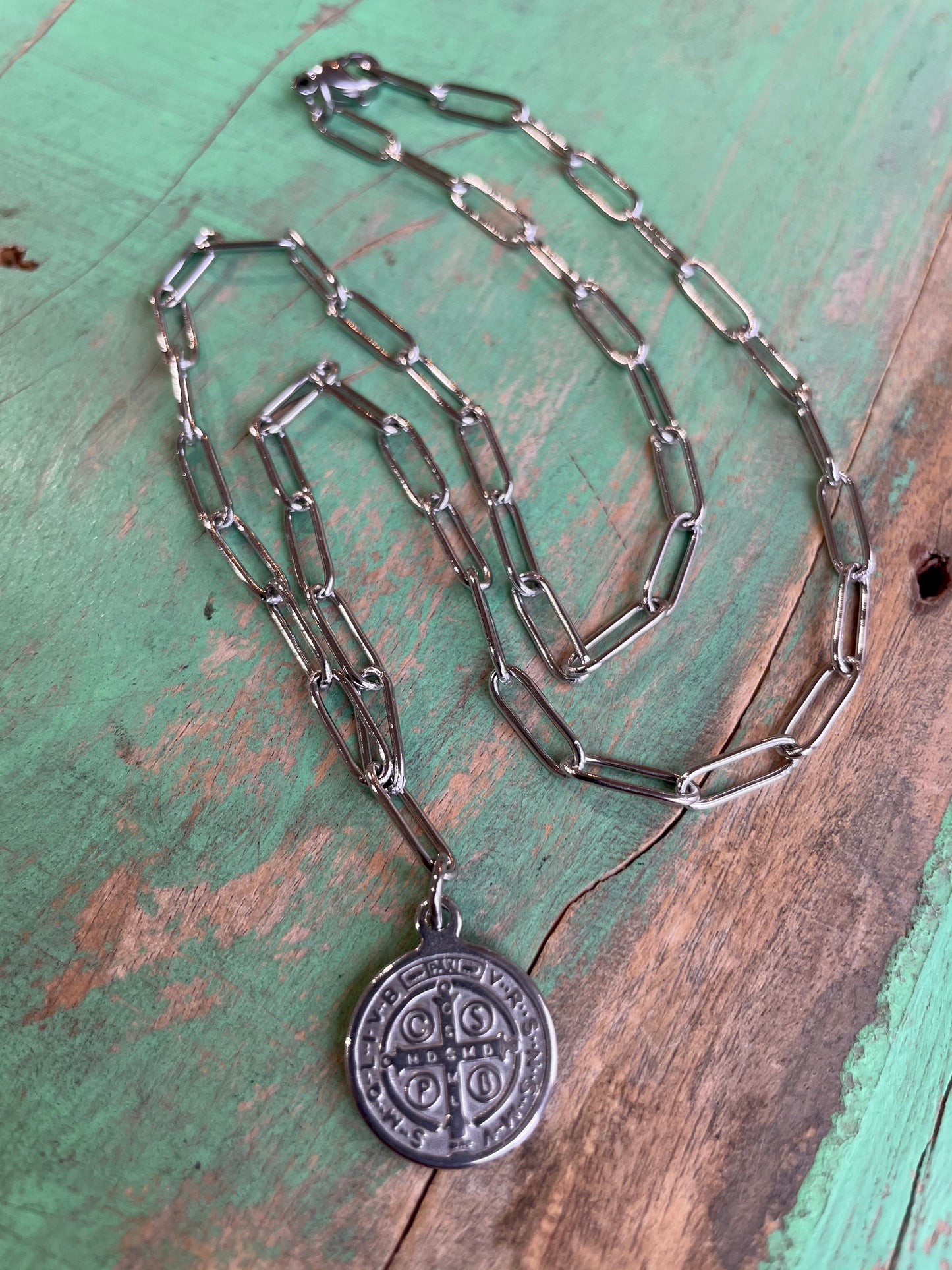 Silver Paper Clip St Benedict Small Link
