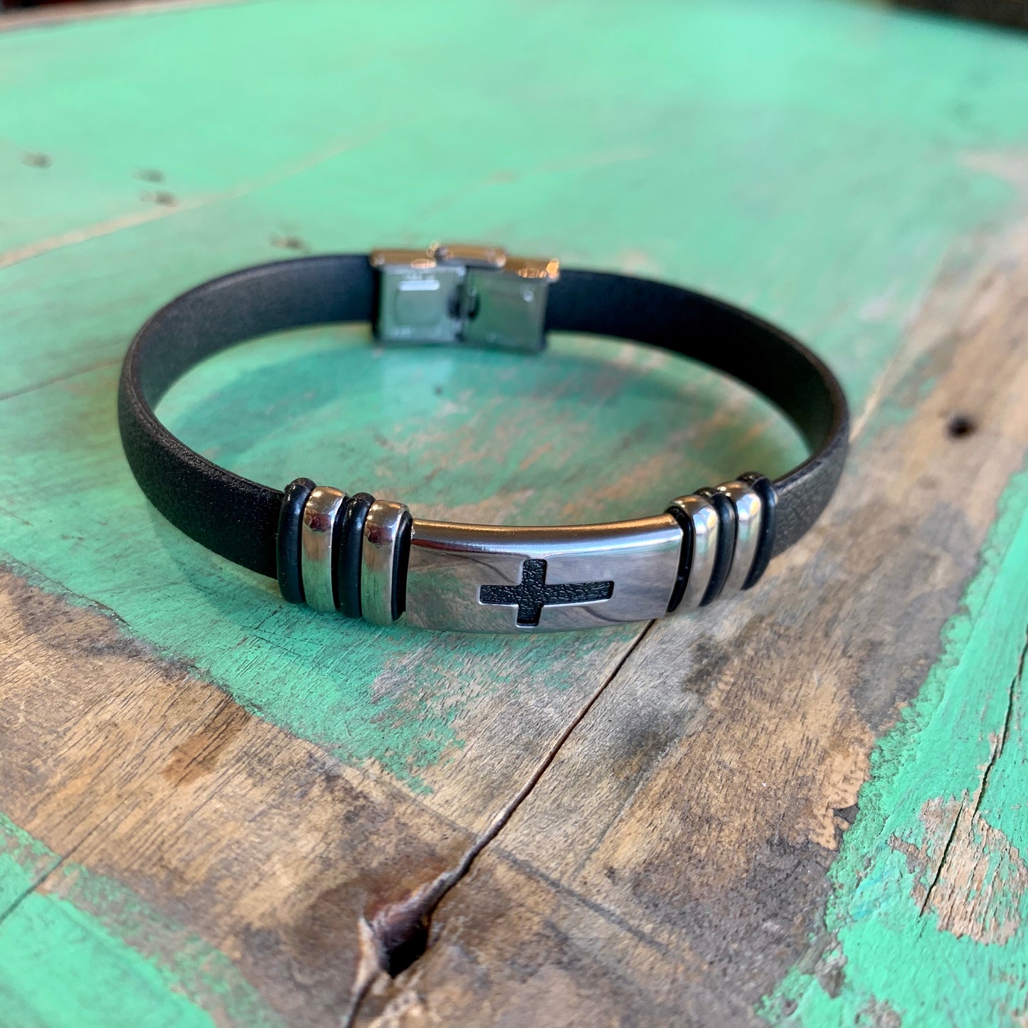 Men’s Silicone and Stainless Steel Bracelet