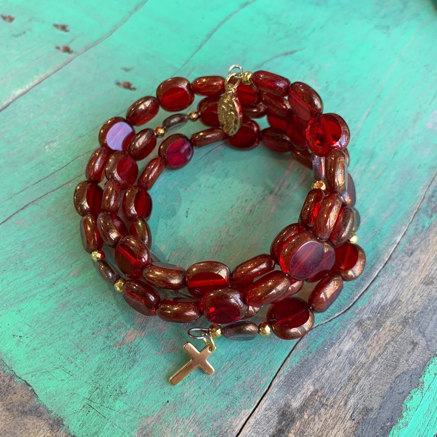 Czech Glass Beads Rosary Wrap Bracelet