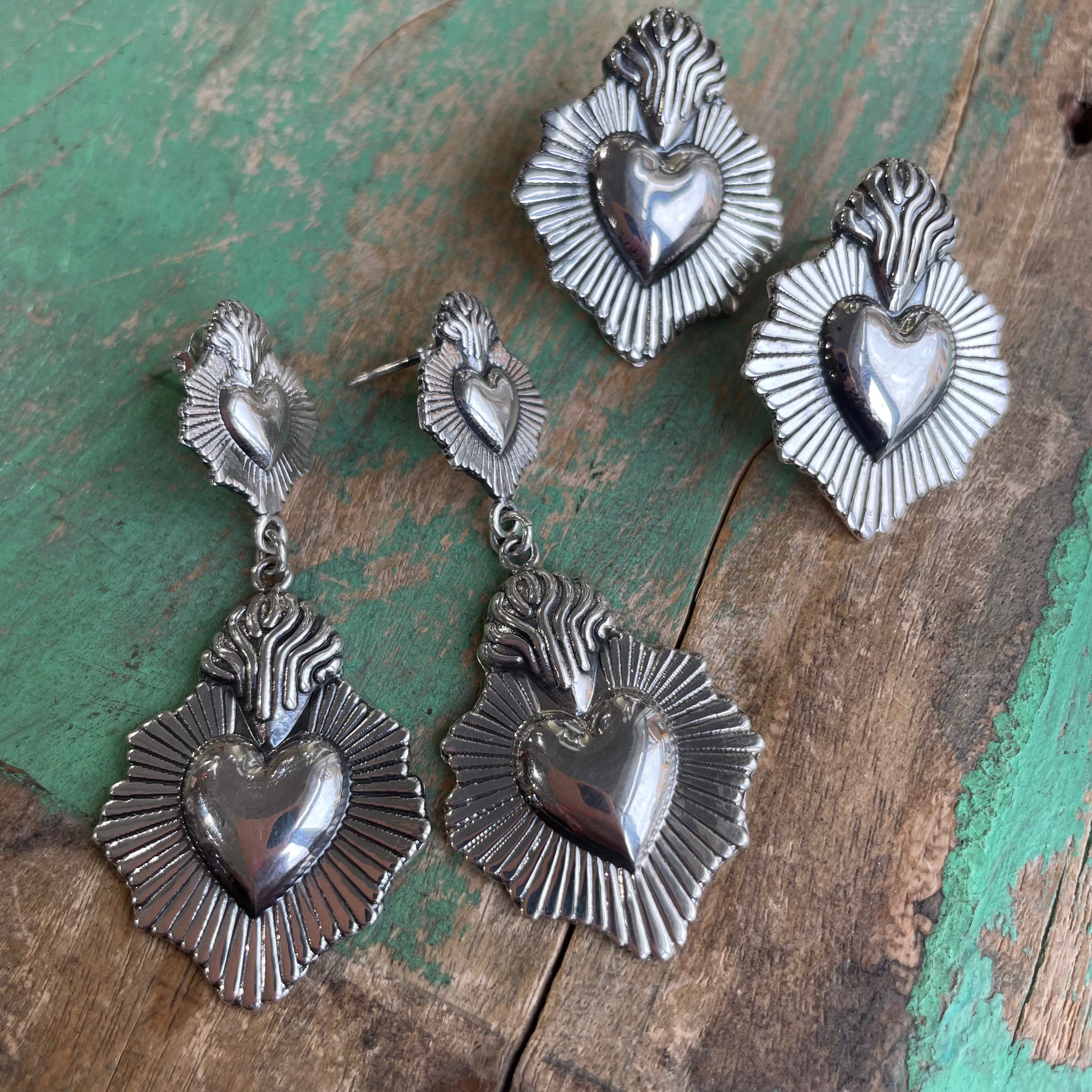 Sacred Heart on Fire Earrings