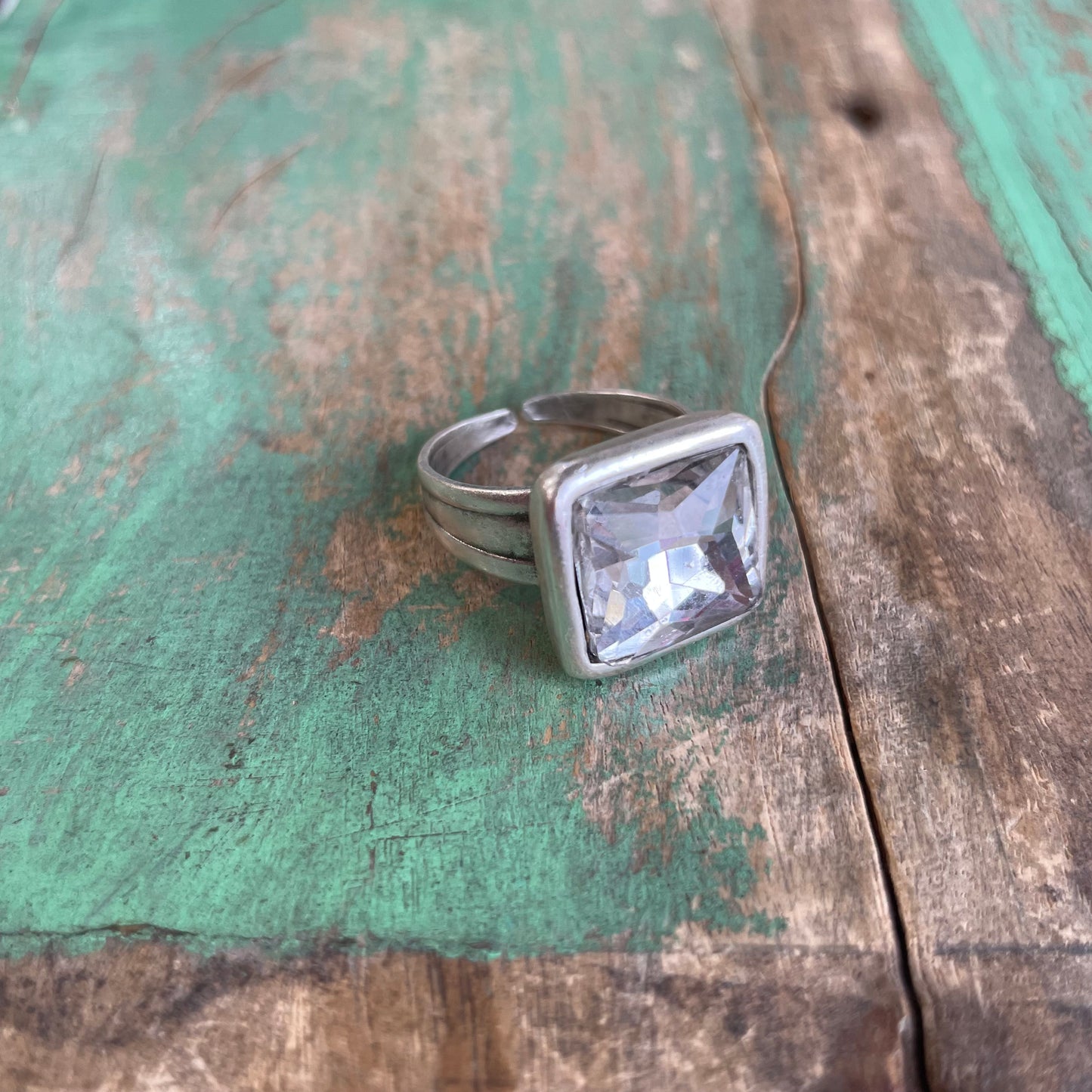 Crystal Adjustable Silver Plated Rings