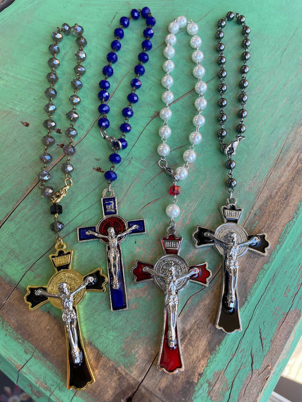 St Benedict Enamel Crucifix Car Blessings