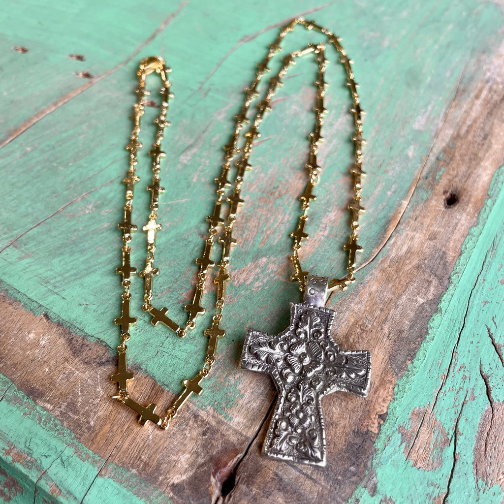 Lots of Crosses Long Necklace