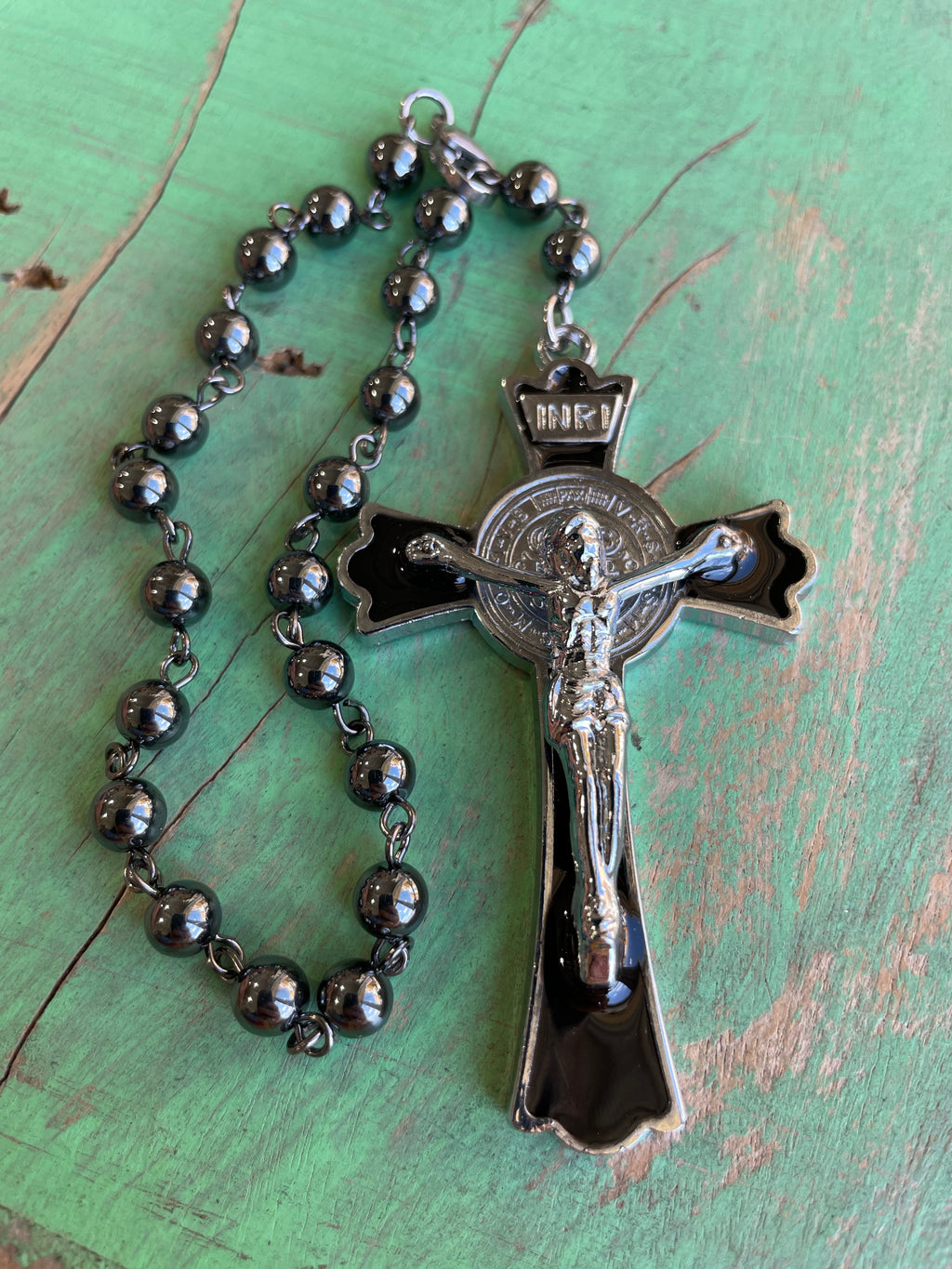 St Benedict Enamel Crucifix Car Blessings