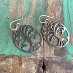 Sterling Silver Tree of Life Oval Earrings
