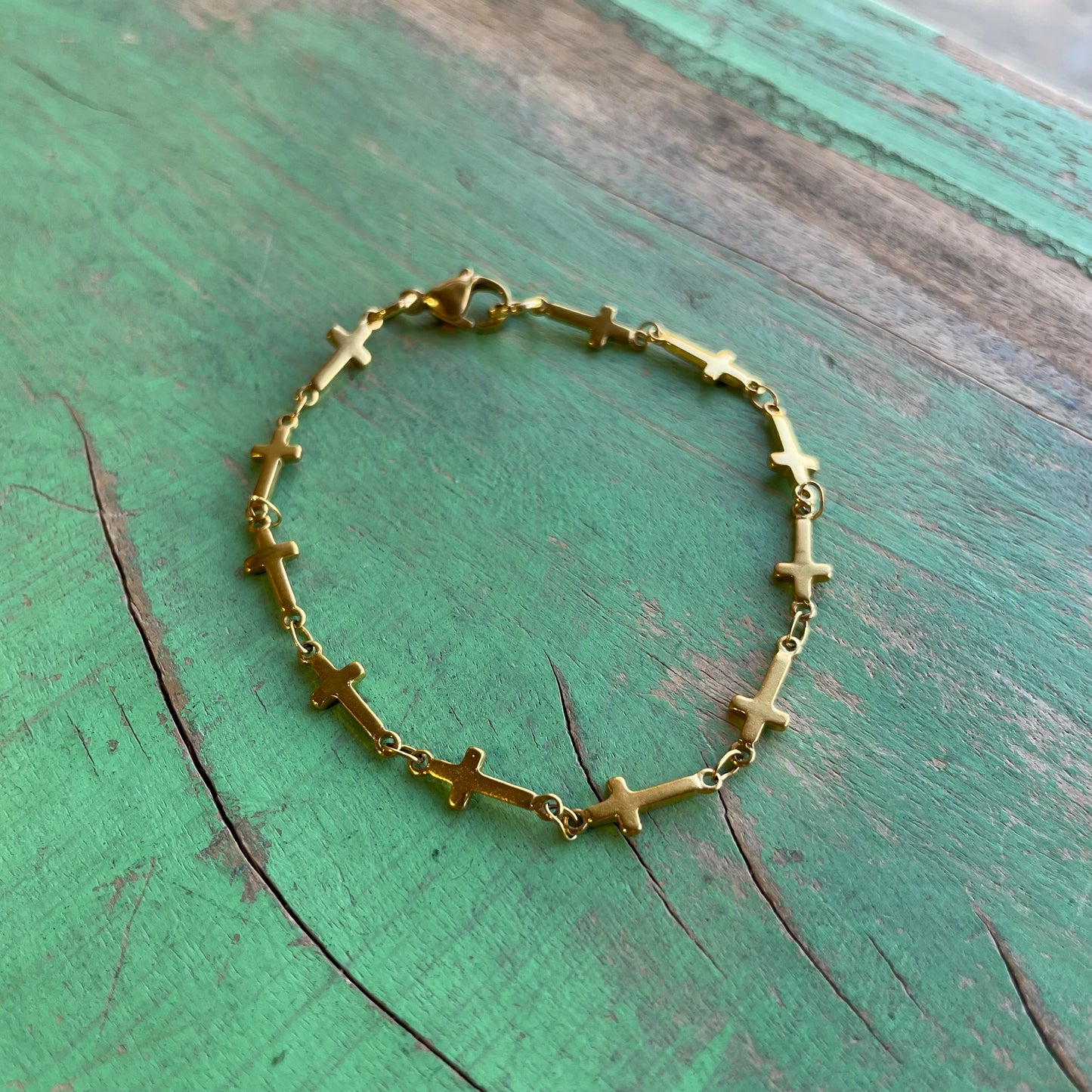 Gold Tiny Crosses Bracelet