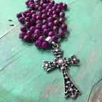 Long Necklace With Pewter Cross