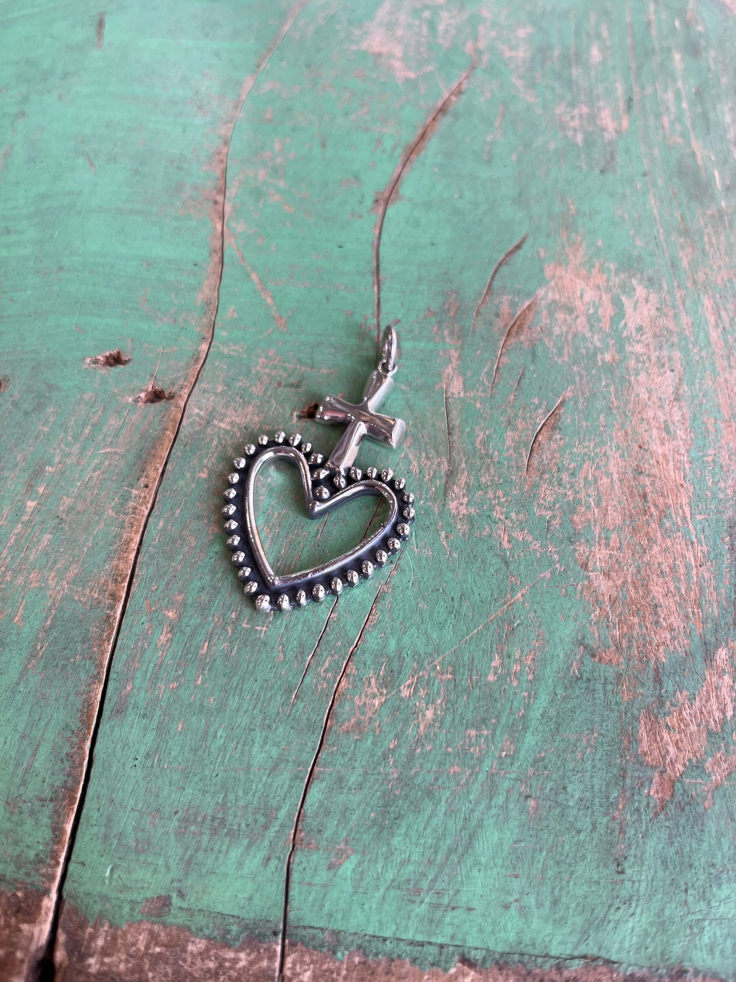 Sterling Silver Cross on the Hill Heart Pendant