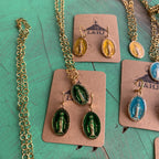 Colorful Miraculous Medal Necklace and Earrings