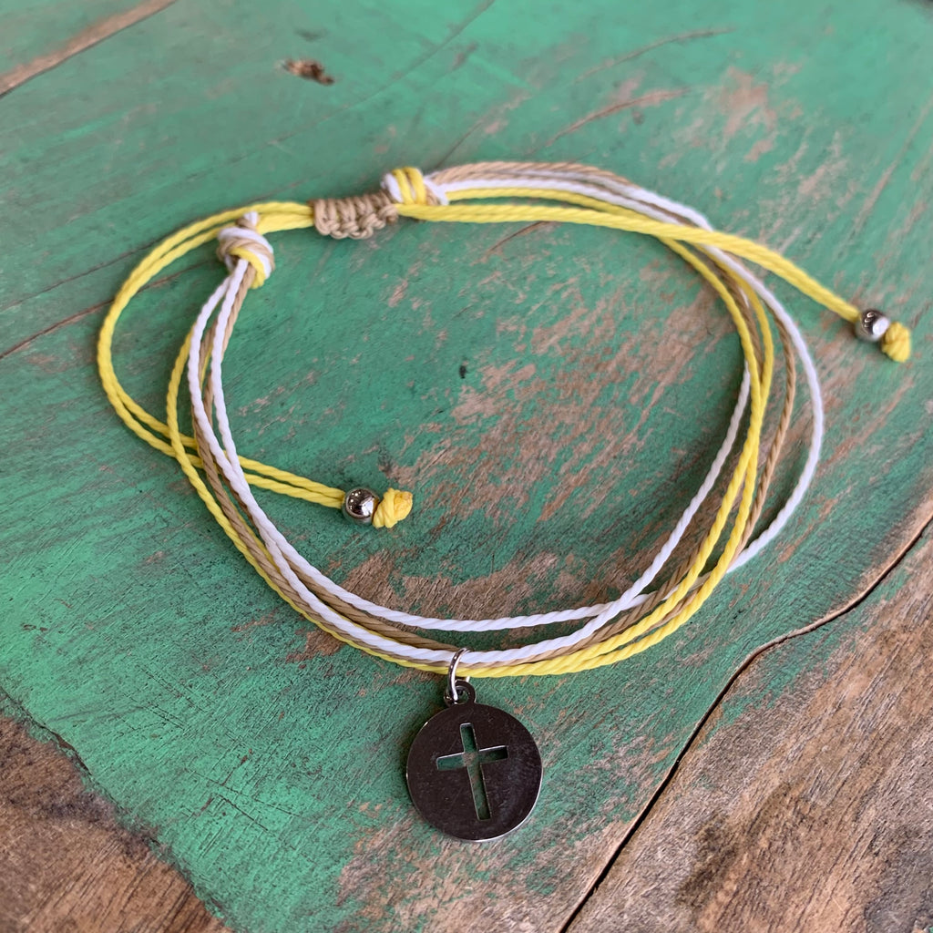 Six Cord Cross Bracelet
