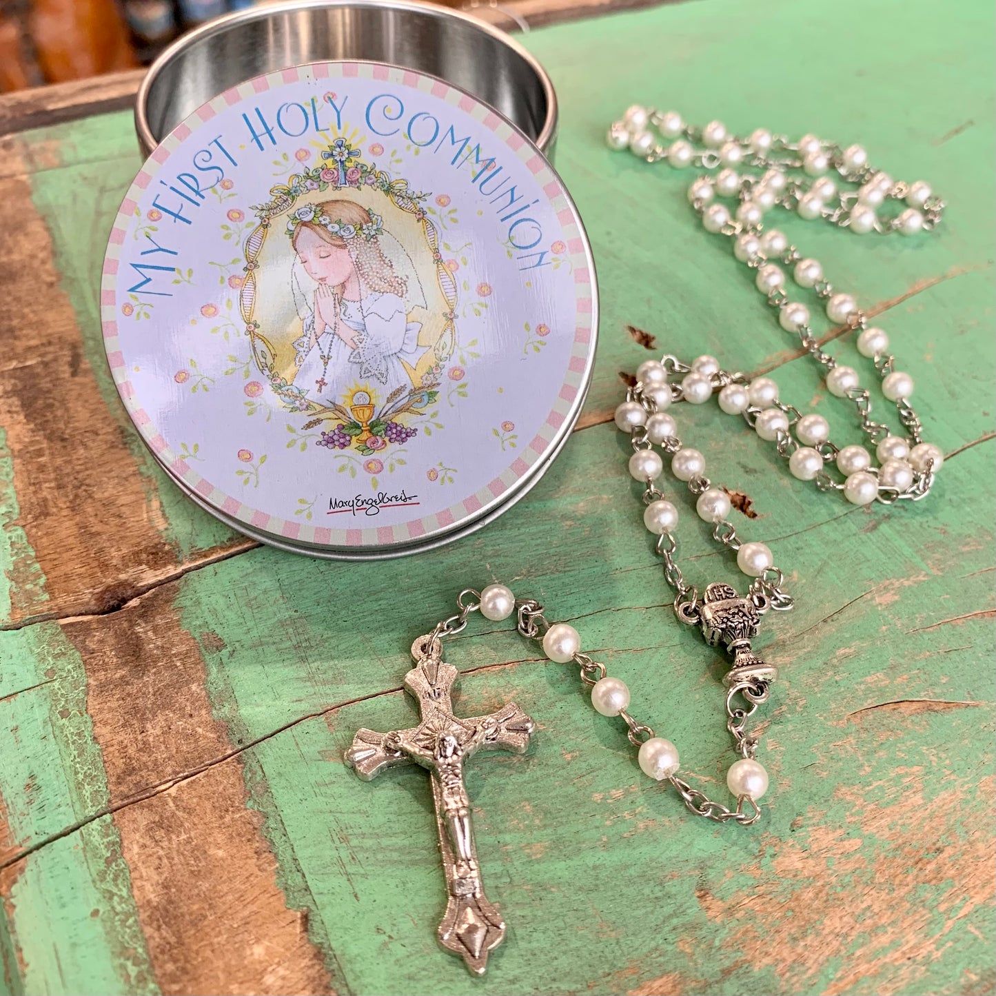 Holy Communion Rosary and Tin