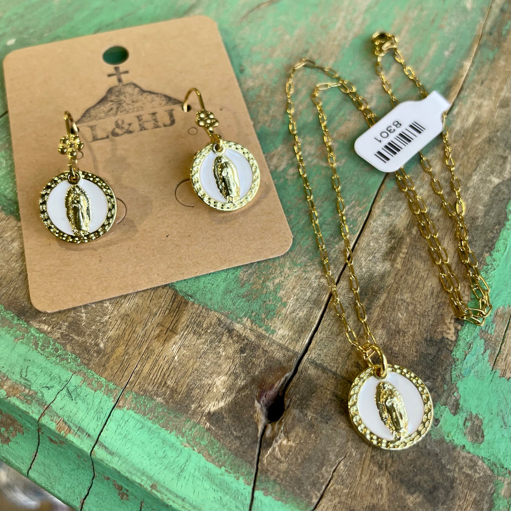 White OLG Necklace and Earrings