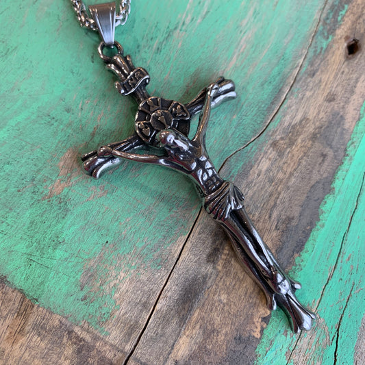 Big Stainless Steel Crucifix Necklace