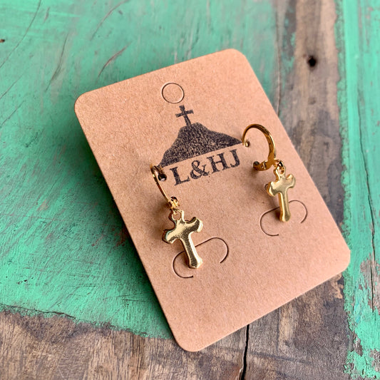 Gold Cross Earrings