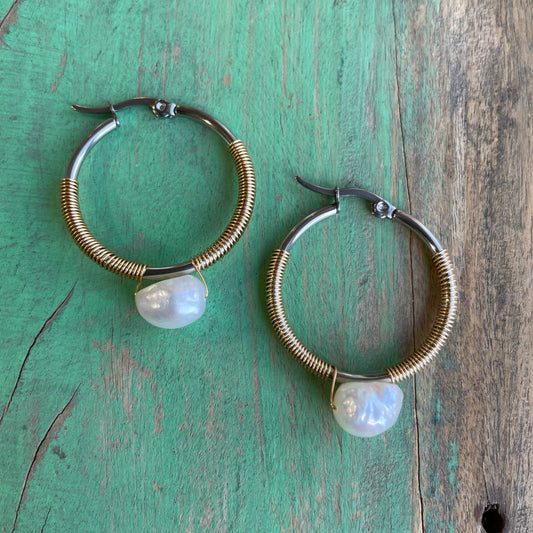 Wire Wrapped Baroque Earrings