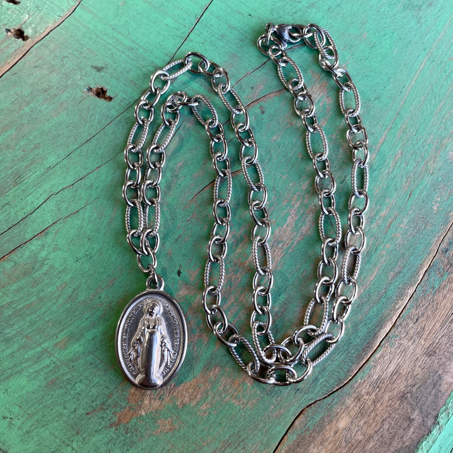 Stainless Steel Miraculous Medal Necklace