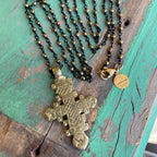 Linked Hematite Ethiopian Cross Necklace