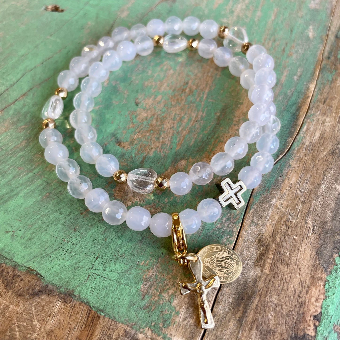 Rosary Wrap Bracelet with Gold Accents hi