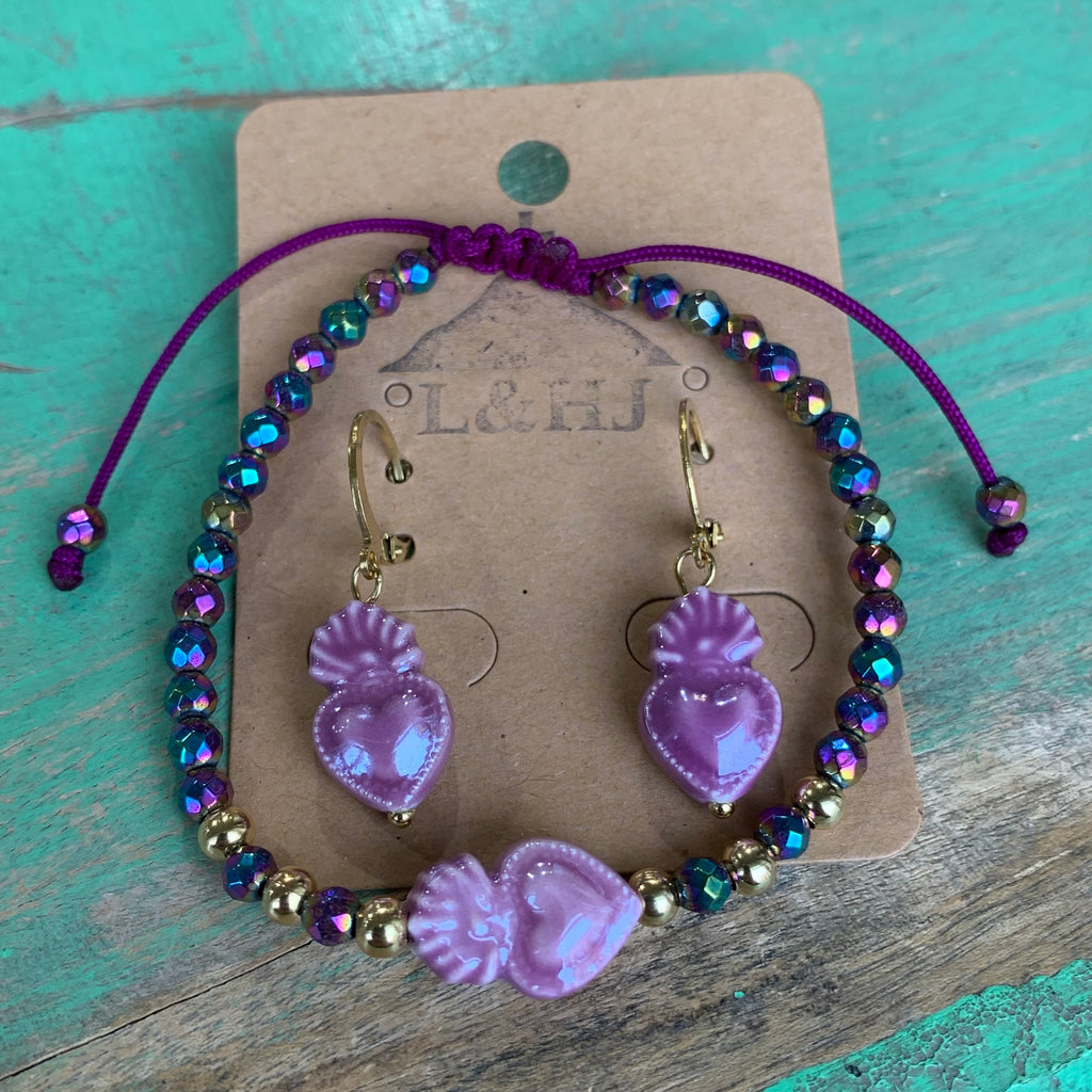 Ceramic Sacred Heart Adjustable Bracelet