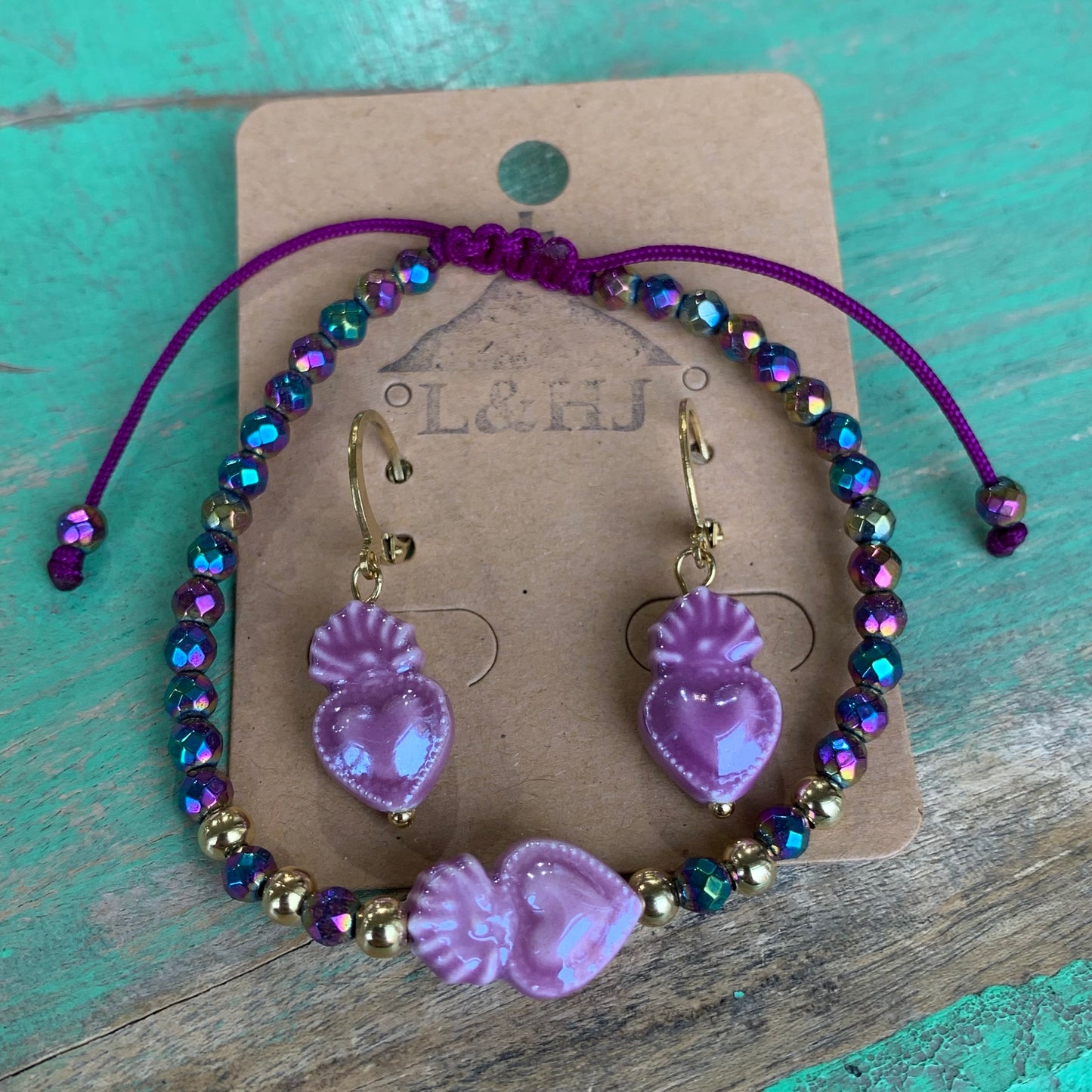 Ceramic Sacred Heart Adjustable Bracelet