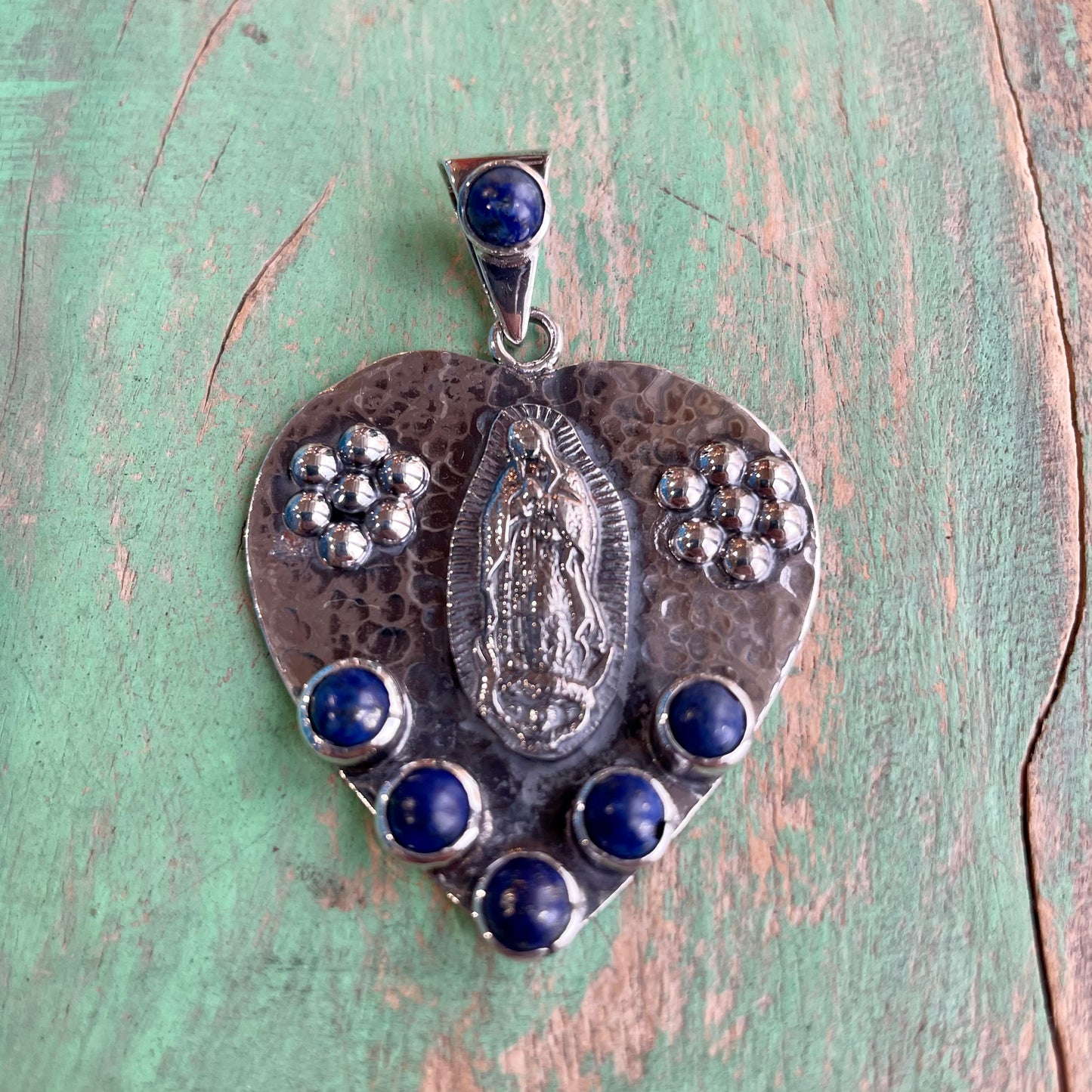 Sterling OLG Heart with Lapis