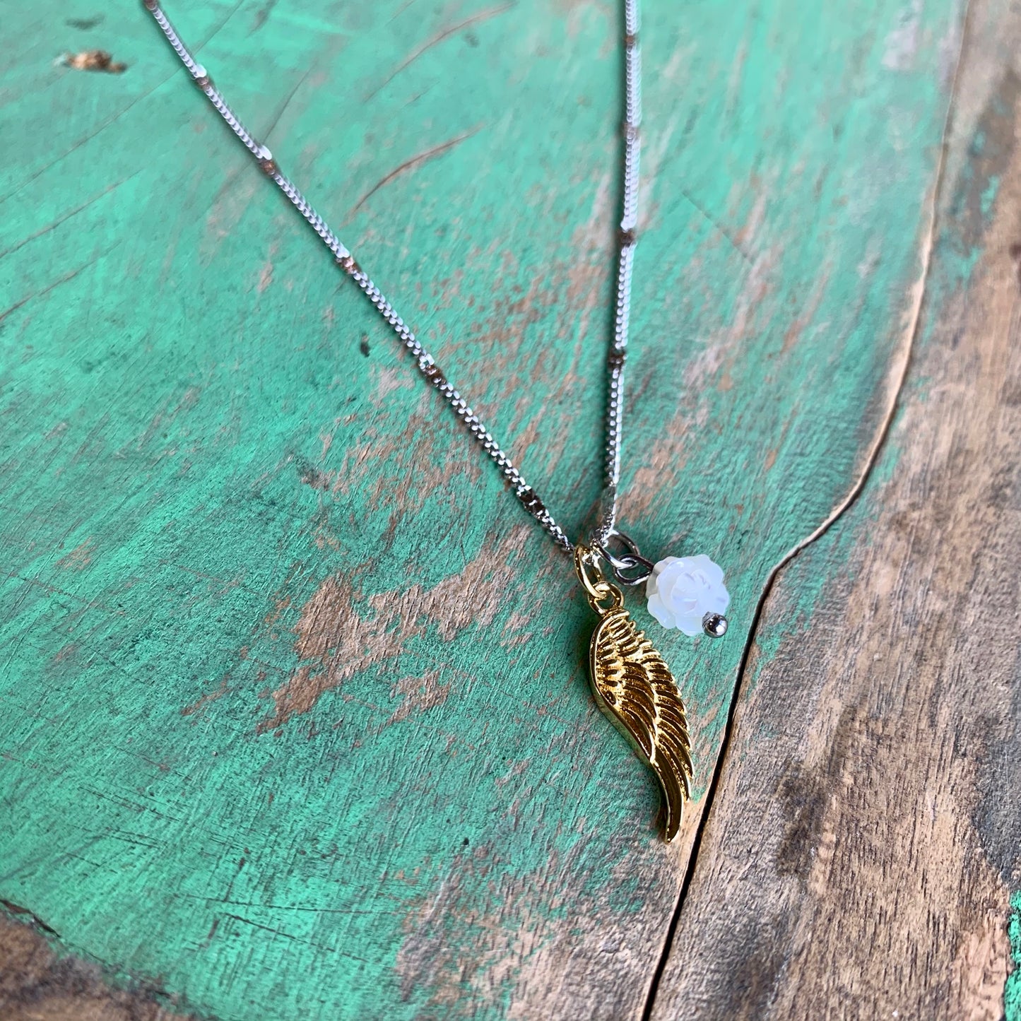 Wing and Rose Necklace