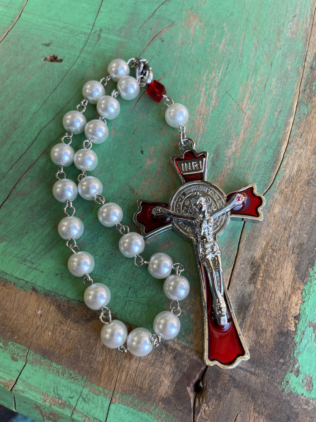 St Benedict Enamel Crucifix Car Blessings