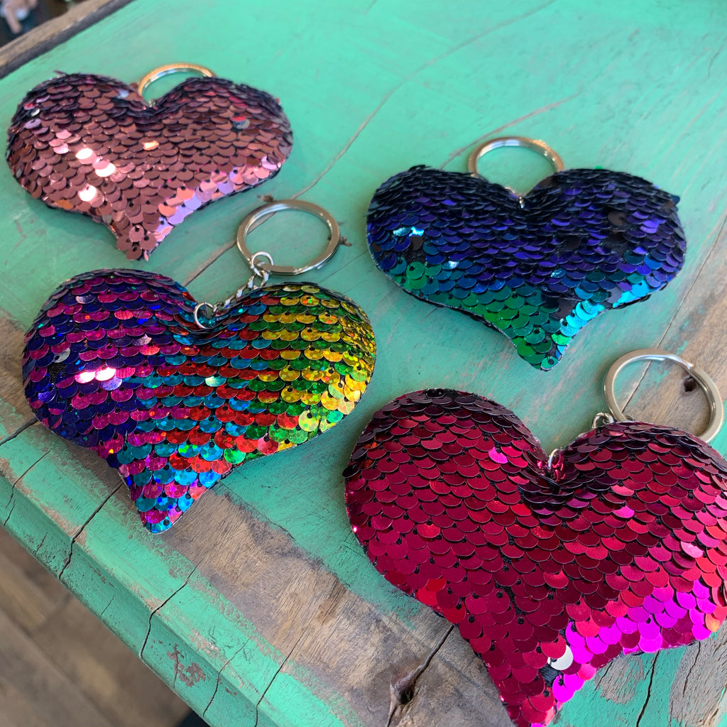 Sequins Heart Key Chain