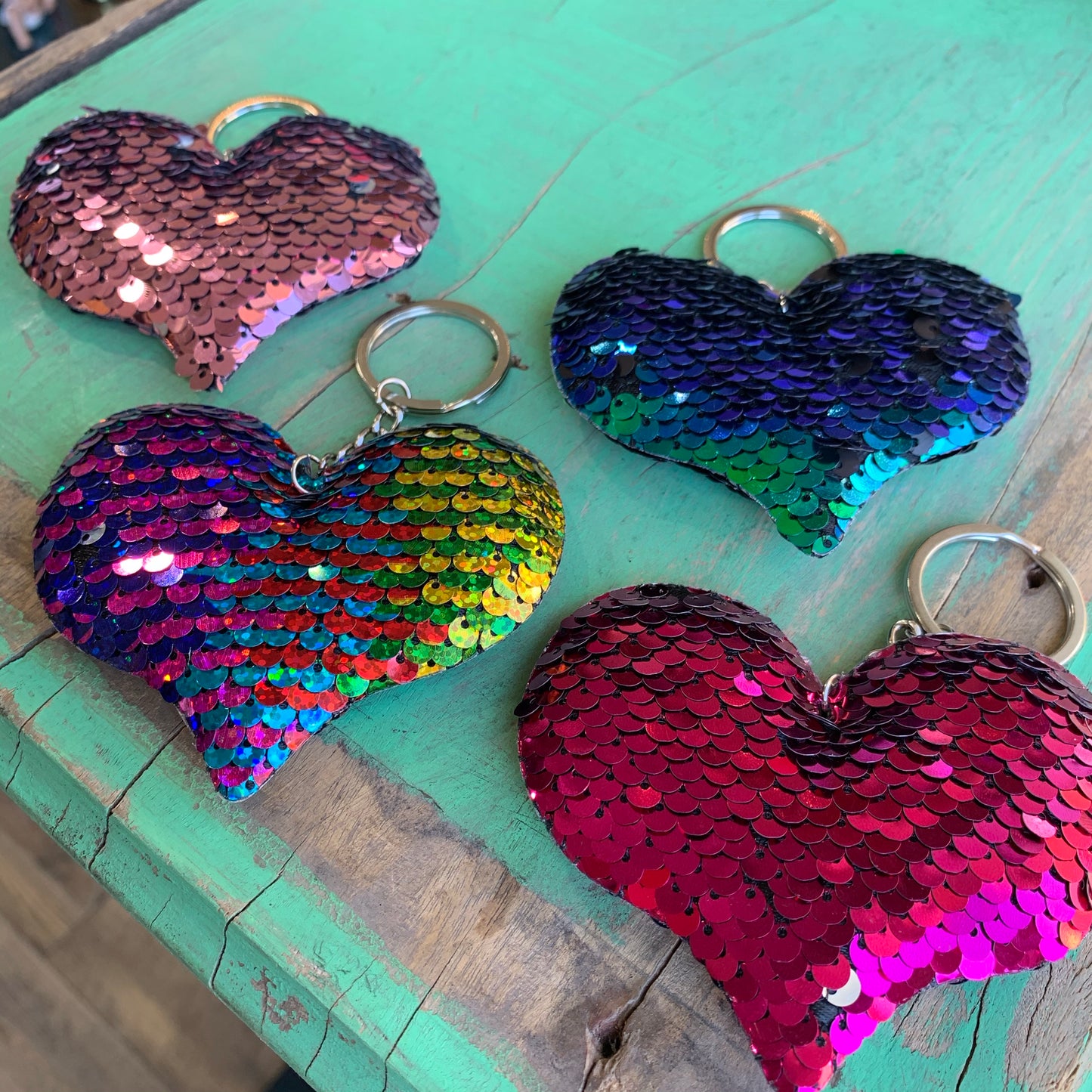 Sequins Heart Key Chain
